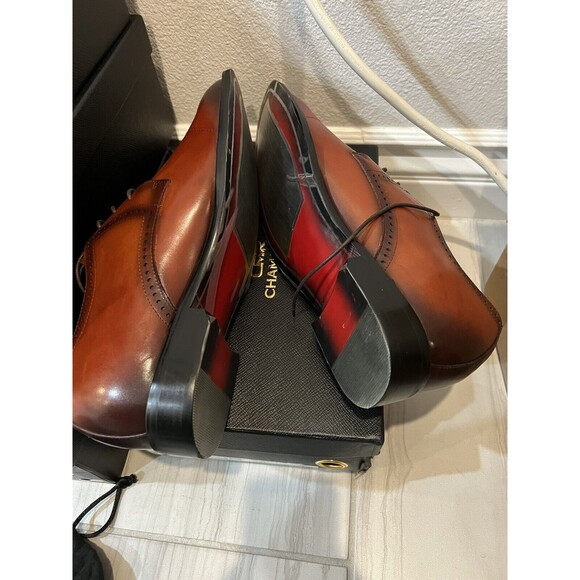 US12 CHAMARIPA Elevator Shoes For Men Brown Oxford Dress Shoes 7cm/ 2.7inches